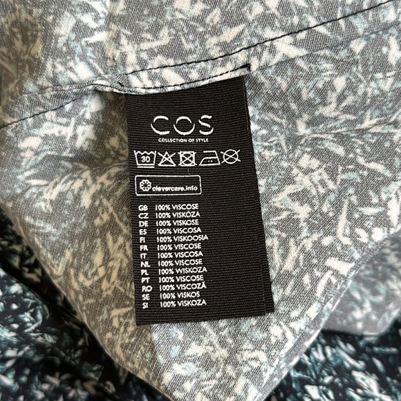 New COS high neck ditsy geometric microprint split back long sleeve blouse top - Picture 16 of 16